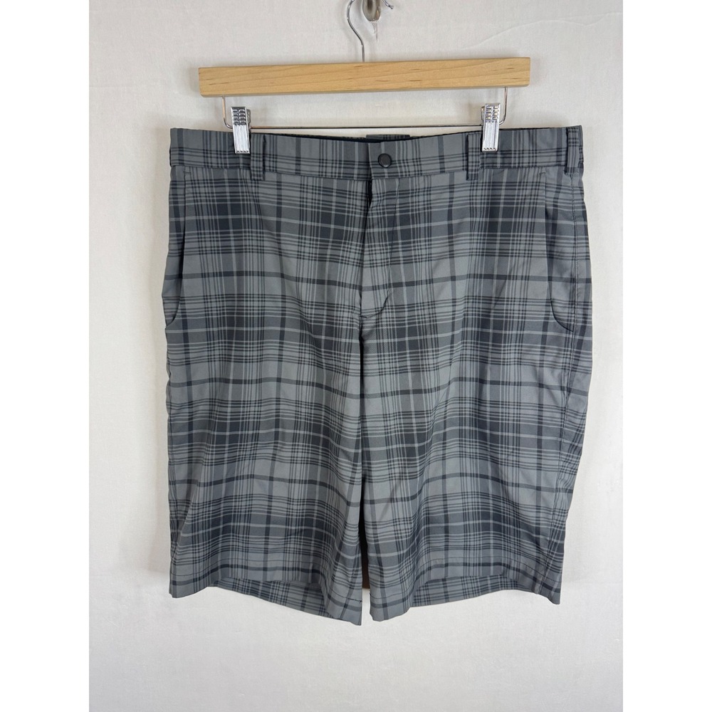 Nike Golf Tour Performance Dri-FIT Plaid Shorts Mens 34 Grey Black‎ Check 11"
